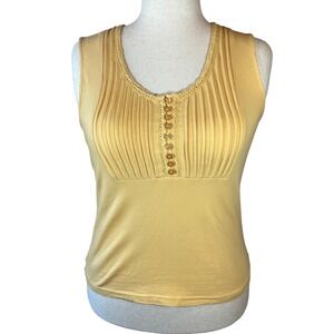 Christopher & Banks Yellow Tank Top Pintuck Yoke Size 16